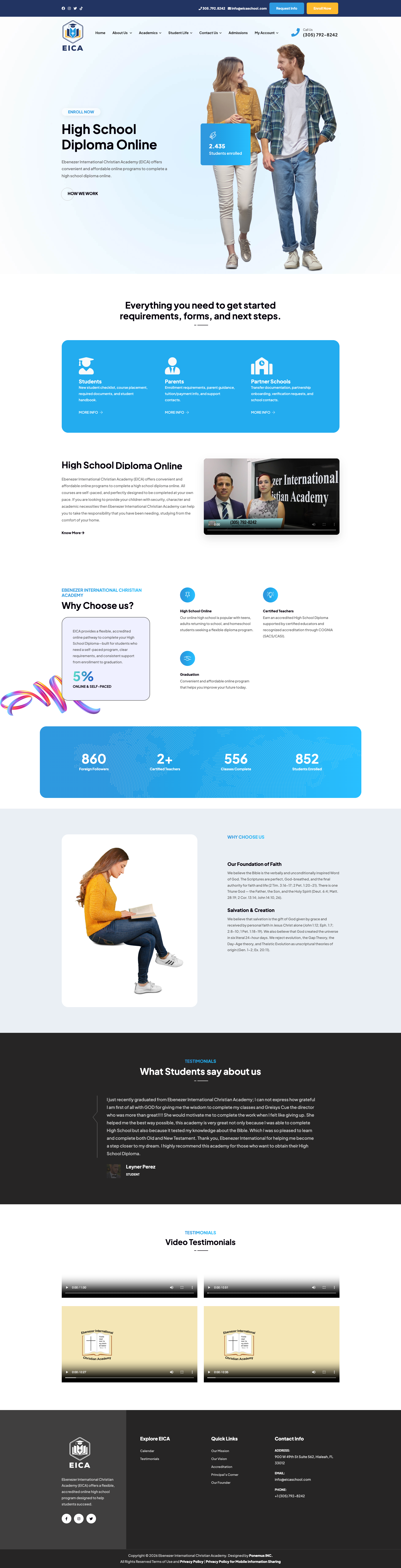 Screenshot of School Landing Page & CRM Platform